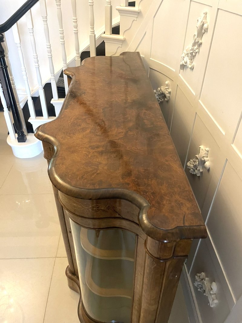 Superb Quality Antique Victorian Burr Walnut Inlaid Credenza/Sideboard - Image 5